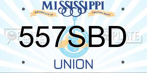 557SBD Mississippi License Plate