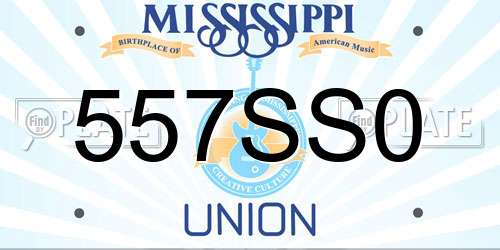 557SS0 Mississippi License Plate