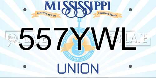 557YWL Mississippi License Plate