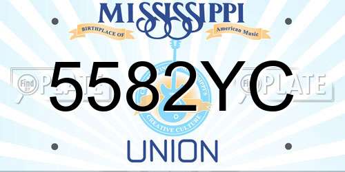 5582YC Mississippi License Plate