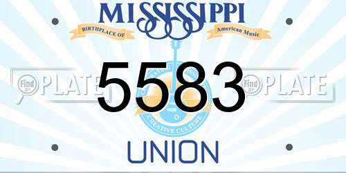 5583 Mississippi License Plate