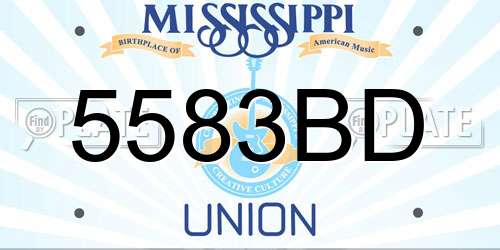 5583BD Mississippi License Plate