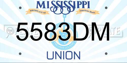 5583DM Mississippi License Plate