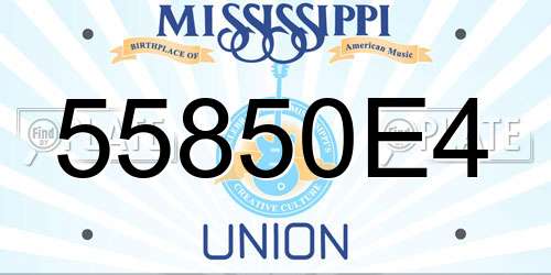 55850E4 Mississippi License Plate