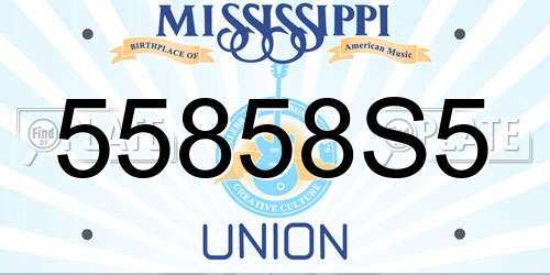 55858S5 Mississippi License Plate