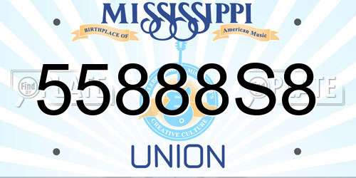 55888S8 Mississippi License Plate