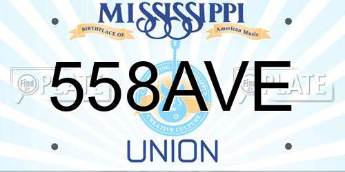 558AVE Mississippi License Plate