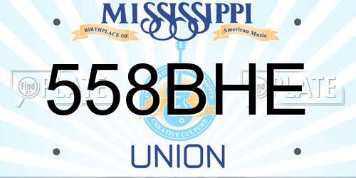 558BHE Mississippi License Plate