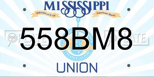 558BM8 Mississippi License Plate