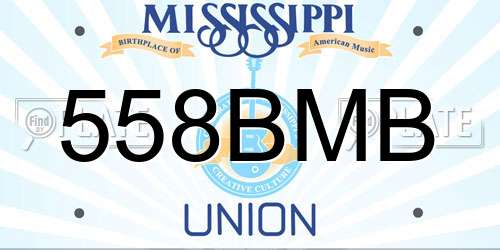 558BMB Mississippi License Plate