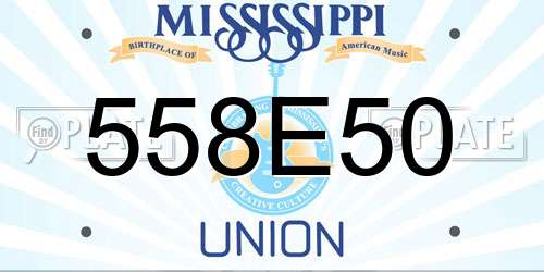 558E50 Mississippi License Plate