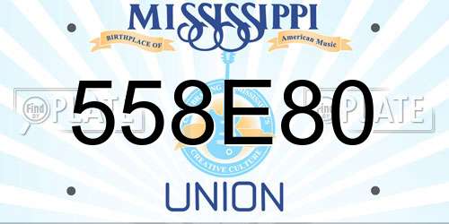 558E80 Mississippi License Plate