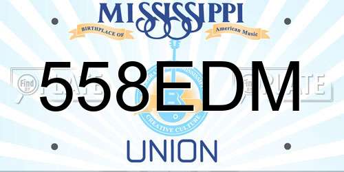 558EDM Mississippi License Plate