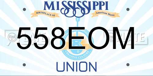 558EOM Mississippi License Plate