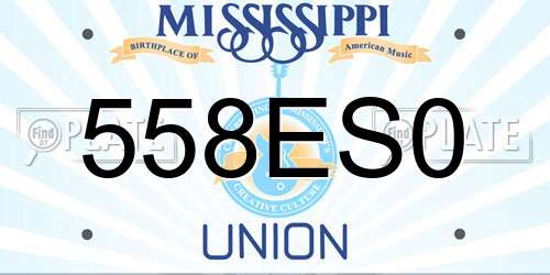 558ES0 Mississippi License Plate