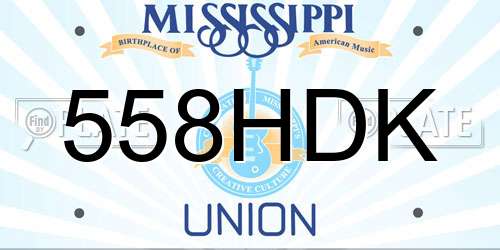 558HDK Mississippi License Plate