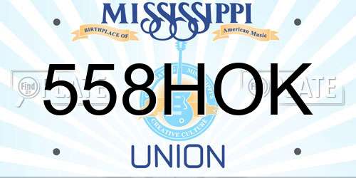 558HOK Mississippi License Plate
