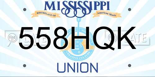 558HQK Mississippi License Plate