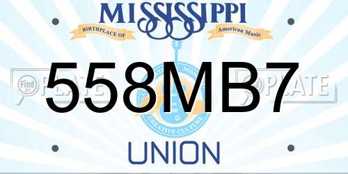 558MB7 Mississippi License Plate