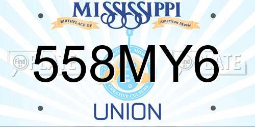 558MY6 Mississippi License Plate
