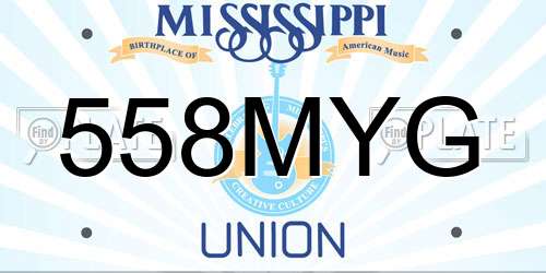 558MYG Mississippi License Plate