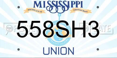 558SH3 Mississippi License Plate