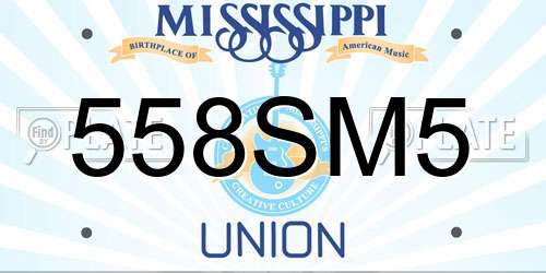 558SM5 Mississippi License Plate