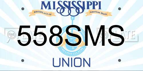 558SMS Mississippi License Plate
