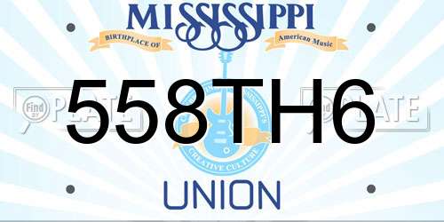 558TH6 Mississippi License Plate