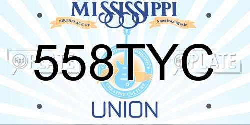 558TYC Mississippi License Plate