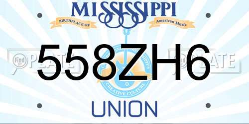 558ZH6 Mississippi License Plate