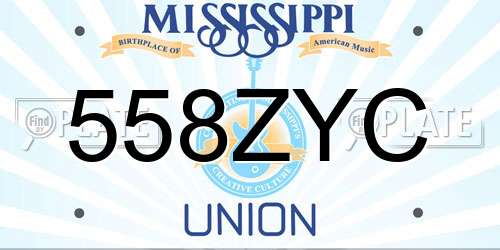 558ZYC Mississippi License Plate