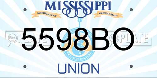 5598BO Mississippi License Plate
