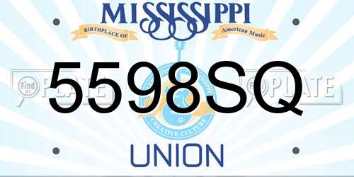 5598SQ Mississippi License Plate