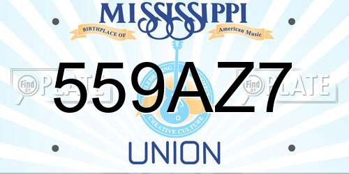 559AZ7 Mississippi License Plate