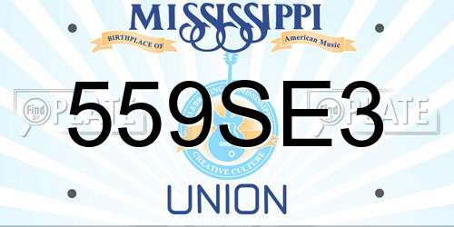 559SE3 Mississippi License Plate