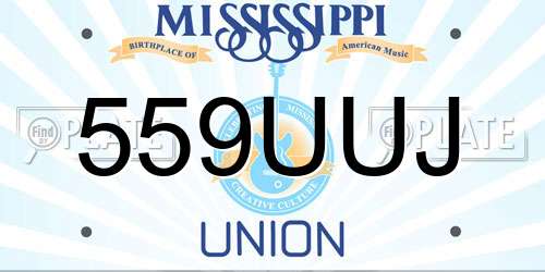 559UUJ Mississippi License Plate