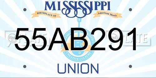 55AB291 Mississippi License Plate