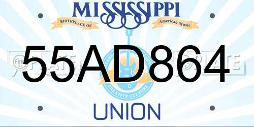 55AD864 Mississippi License Plate