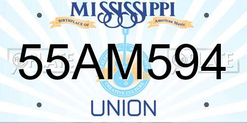 55AM594 Mississippi License Plate
