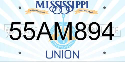 55AM894 Mississippi License Plate