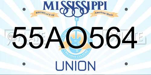 55AO564 Mississippi License Plate
