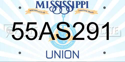 55AS291 Mississippi License Plate