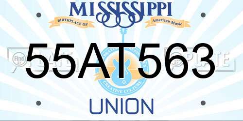 55AT563 Mississippi License Plate