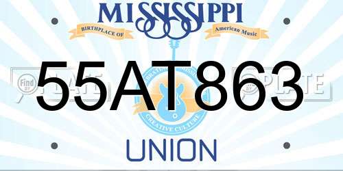 55AT863 Mississippi License Plate
