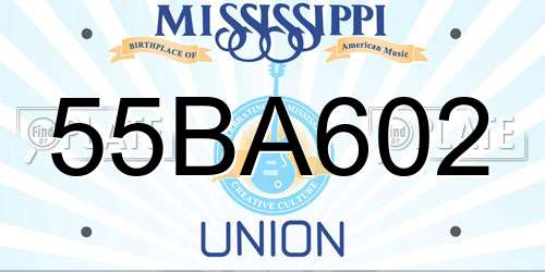 55BA602 Mississippi License Plate