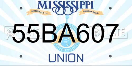 55BA607 Mississippi License Plate