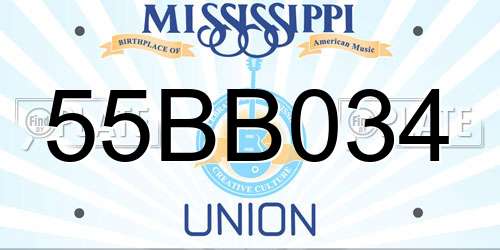 55BB034 Mississippi License Plate