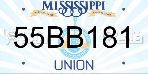 55BB181 Mississippi License Plate