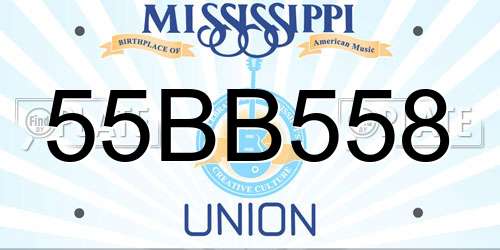 55BB558 Mississippi License Plate